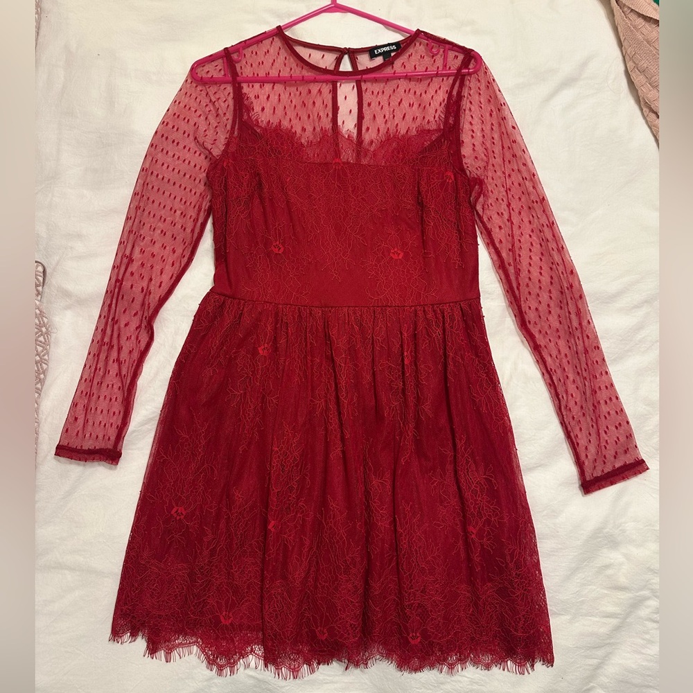 Express Red Lace Dress - Picture 2 of 3
